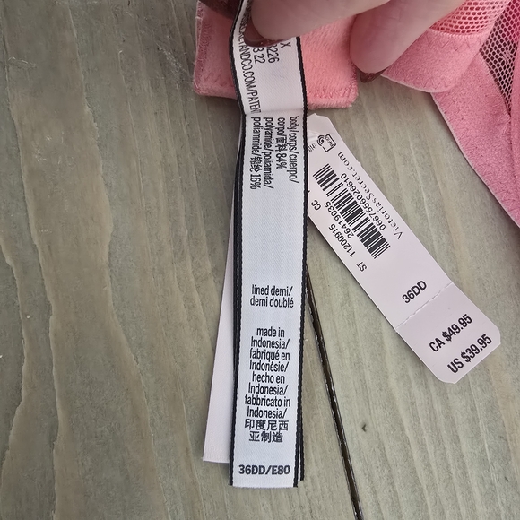 NWT Victoria's Secret PINK Body Lined Demi Bra coral pink size 36DD or 36E - Picture 10 of 11